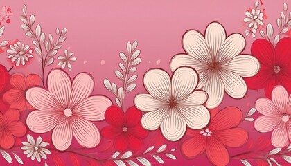 Fototapeta premium flowers on pink background