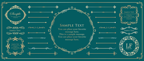 クリスマスのデザインエレメント。飾り罫やフレームデザインセット