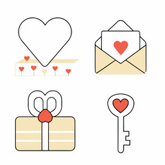 Collection of Valentines Day Themed Icons.