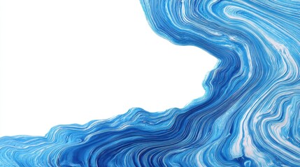 Abstract Blue Wave Texture on White Background with Smooth Flow and Fluid Design Ideal for Modern Art and Creative Projects