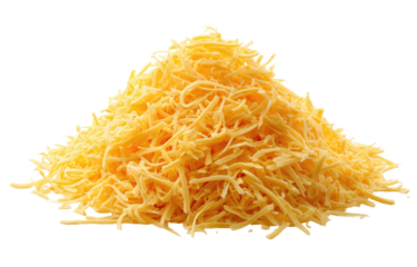 A vibrant heap of golden-orange shredded food product with a translucent appearance, against black