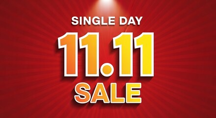 Single day 1111 sale promotional graphic with bold text on red background