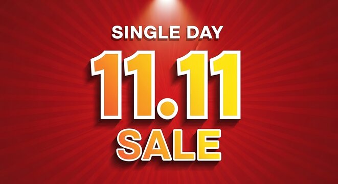 Single day 1111 sale promotional graphic with bold text on red background