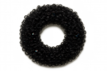 Black curly afro textured hair circle, fashion accessory, beauty and style, wig element on transparent background