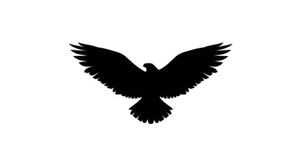 Obraz premium Powerful flying bird silhouette against white background, majestic avian symbol of freedom, strength, and soaring flight