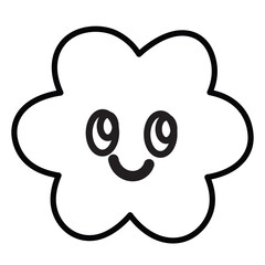 Happy flower outline for kid colouring book, environment, plants, tree, backyard, nature, garden, floral print, blossom, blooming, spring, summer, autumn, picnic, transparent background, cartoon