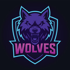 Aggressive wolf mascot esports logo design business logo design