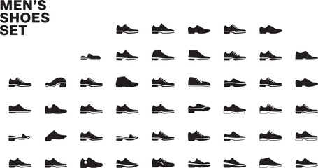Diverse men shoe icon bundle collection for fashion and design projects