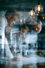 Team collaboration in a modern office space during a brainstorming session