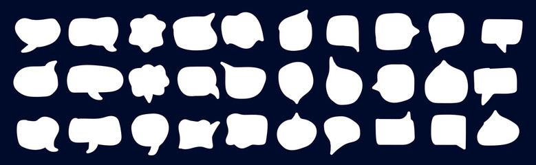 Creative Set of Hand-Drawn and Modern Speech Bubbles in Vibrant White – Vector Illustration for Messages, Quotes, and Decorative Design