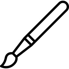 Simple Black Outline Art Brush With Wooden Handle On A Transparent Background Ideal For Artistic Creation And Design Projects