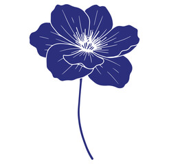 Isolated blue flower botanical illustration elegant artistic floral design element concept