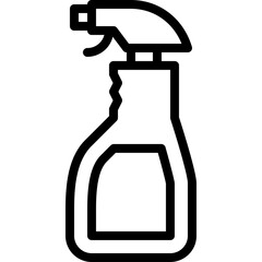 Simple Black Outline Icon of a Spray Bottle on a Transparent Background Represents Cleaning Product and Household Supplies