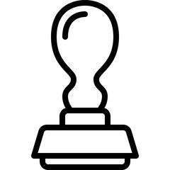 Simple Black Outline Icon of a Stamp on Transparent Background Representing Approval or Official Mark