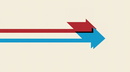 reprisal. A sharp red arrow deflecting a blue arrow on a neutral background. event key visuals, club posters, designed for fitness apps and gym onboarding.
