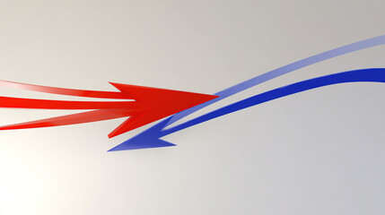 reprisal. A sharp red arrow deflecting a blue arrow on a neutral background. event key visuals, club posters, designed for fitness apps and gym onboarding.
