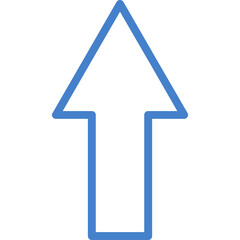 Simple Blue Arrow Pointing Upward on Transparent Background