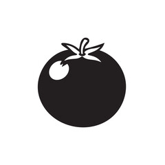 Tomato Silhouette – Black and White Stylized Vegetable Icon