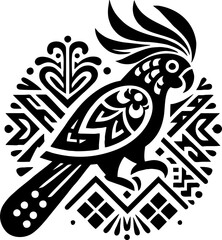 Bold Mexican Tribal Cockatoo Vector Silhouette