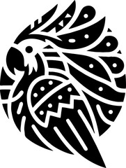 Bold Mexican Tribal Cockatoo Vector Silhouette