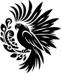 Bold Mexican Tribal Cockatoo Vector Silhouette