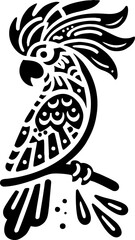 Bold Mexican Tribal Cockatoo Vector Silhouette