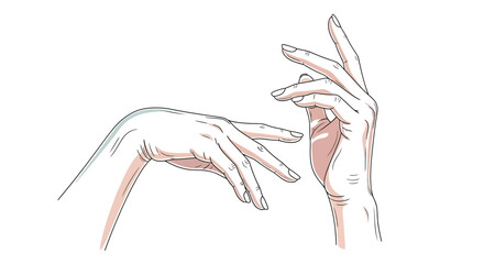 Elegant vector illustration of two hands with graceful gestures, white background