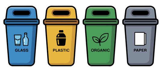 recycling waste management icon set