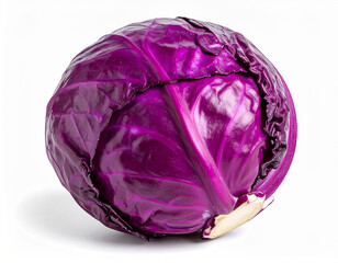 Fototapeta premium Single Whole Fresh Red Cabbage Isolated on White Background