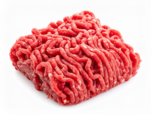 Raw Ground Beef Heap Isolated on White Background