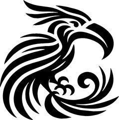 Vector black silhouette of Hoatzin bird in bold Mexican tribal art style