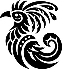 Obraz premium Vector black silhouette of Hoatzin bird in bold Mexican tribal art style