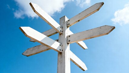 White Signpost Under Blue Sky