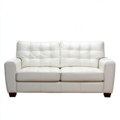 A stylish white leather sofa, perfect for any modern living space. Its design provides both comfort and aesthetic appeal.