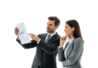 Business discussion with bar chart and professional attire