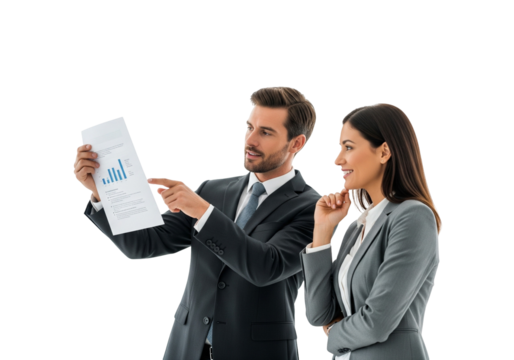 Business discussion with bar chart and professional attire