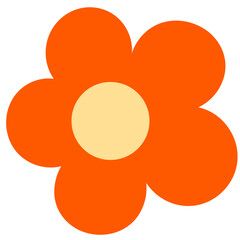 Orange flower with yellow center isolated on white background