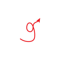 Red spiral arrow directional symbol