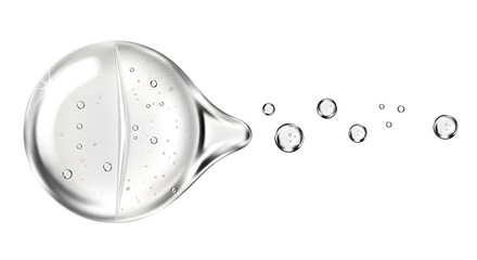 Transparent Serum Droplet with Bubbles - A Clean and Minimalist Beauty Concept.