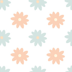 Colorful seamless floral pattern with pink flowers and decorative spring design