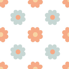 Colorful seamless floral pattern with pink flowers and decorative spring design