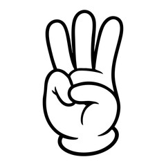 Obraz premium Cartoon Hand Showing Three Fingers in a White Glove Style
