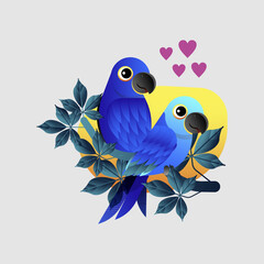 a pair of blue color birds on...