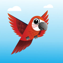cute parrot flying vector ill...