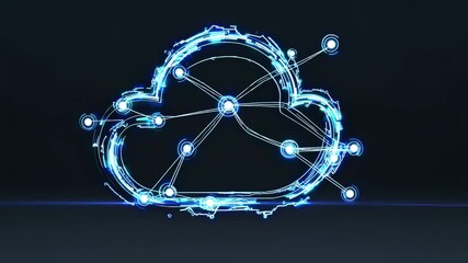 Futuristic cloud network concept in a glowing blue style. Shot from a straight angle, ideal for tech-themed video backgrounds or presentations. Live desktop wallpaper. - Powered by Adobe