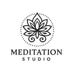 Obraz premium Meditation Studio Logo with Mandala Symbol