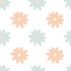 Colorful seamless floral pattern with pink flowers and decorative spring design