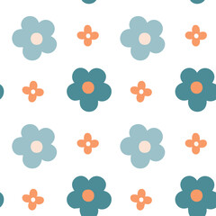 Colorful seamless floral pattern with pink flowers and decorative spring design