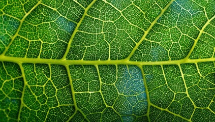 Leaf Veins in Detail: A captivating close-up showcases the intricate network of veins within a vibrant green leaf, revealing the delicate beauty of nature's design.