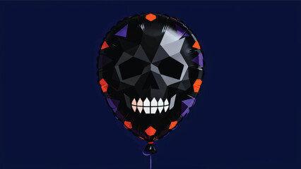 Black Skull Shaped Balloon Illustration, Halloween Party Decoration Vector Design Template